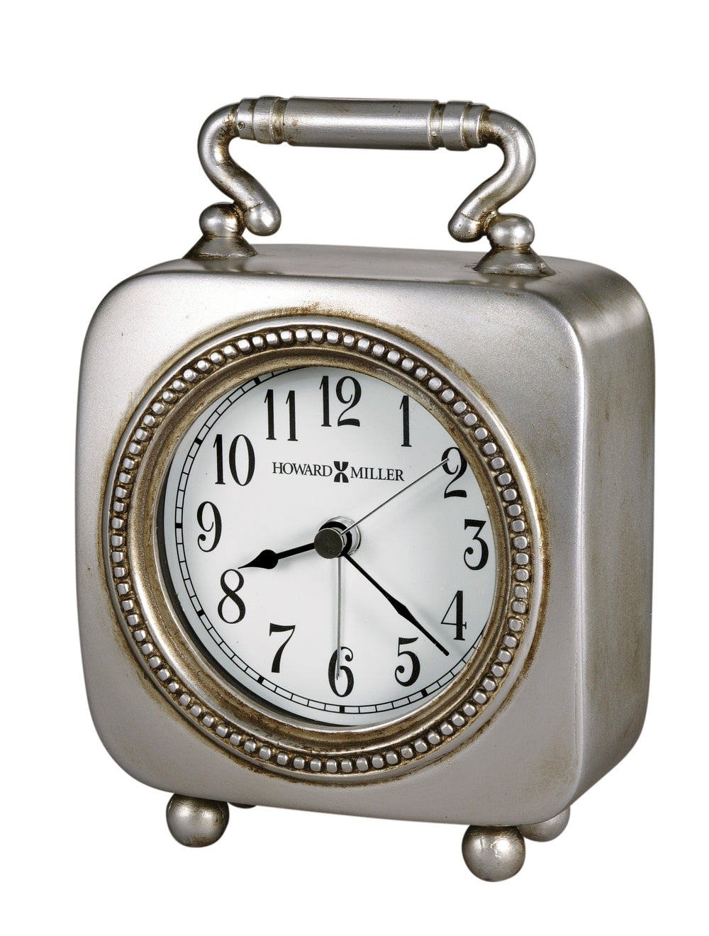 Hekman Furniture 645615 Antique Alarm Table Clock - Charming Pewter Finish, Soft Backlight, Unique Design For Bedrooms  Kegan Tabletop Clock 645615