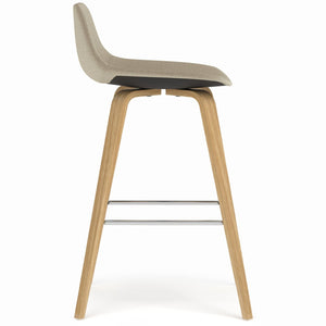 English Elm Randolph Mid-Century Modern Bentwood Bar Stools - Set Of 2 With Upholstered Seats & Chrome Footrests B136P159454-GIGA