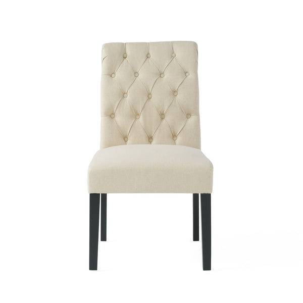 English Elm Christopher Knight Home® - BROXTON Plush Tufted Rolltop Dining Chair Set of 2 — Diamond Stitch, Tapered Wood Legs, Natural Finish 52454.00