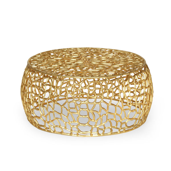 English Elm Christopher Knight Home® - MESH Gold Coffee Table - Handcrafted Aluminum Mesh Design, Modern Glam Centerpiece 27.5"W x12.5"H 66620.00