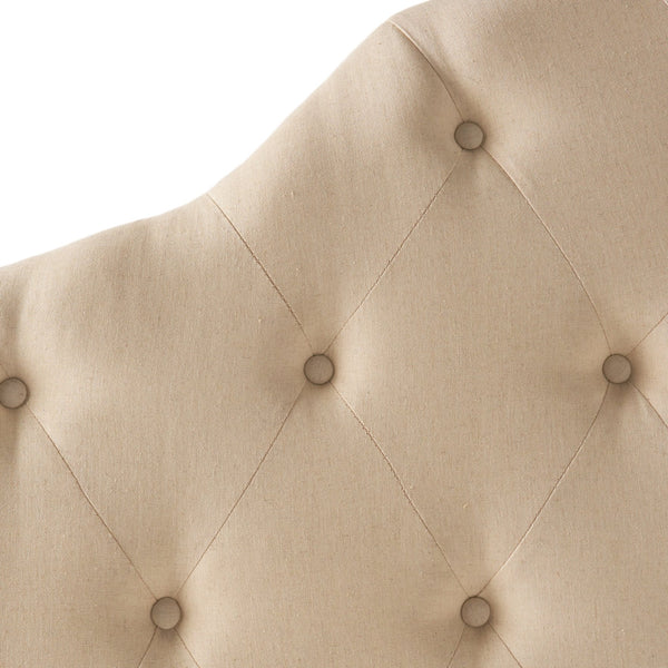 English Elm Christopher Knight Home® - Tufted Cloud-Shaped Upholstered Headboard Queen with Button Detail, Tall Solid Wood Frame & Metal Legs Beige 59024.00BEI