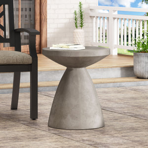 English Elm Outdoor Lightweight Concrete Hourglass Pedestal Side Table for Patio or Terrace 73455.00