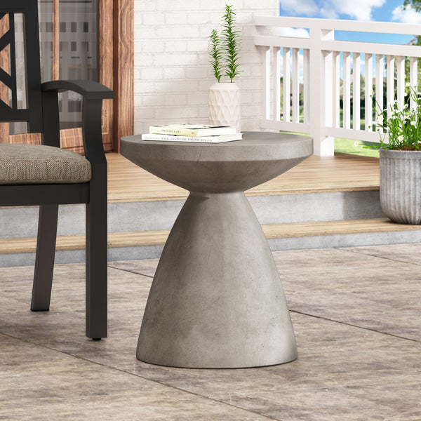 English Elm Outdoor Lightweight Concrete Hourglass Pedestal Side Table for Patio or Terrace 73455.00