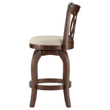 Homelegance By Top-Line Harvey Cherry Finish Scroll Back Swivel 24" Counter Height Stool Beige Rubberwood