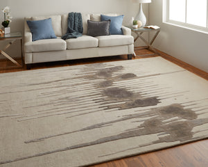 Feizy Rugs Anya Modern Watercolor-inspired Hand-tufted Wool And Viscose Rug For Contemporary Spaces Ivory,Brown,Taupe Wool,Viscose Any8882fgrybrng00