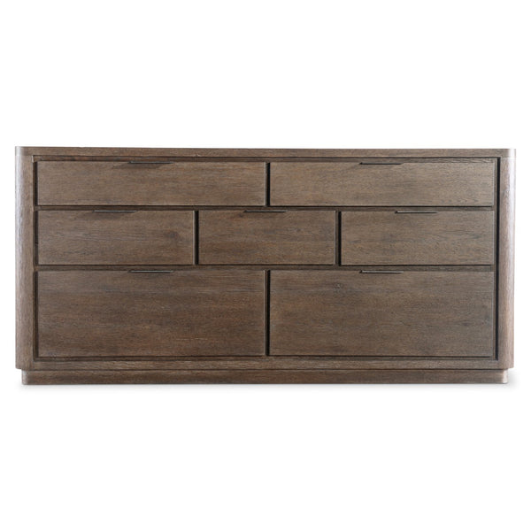 Bernhardt Bernhardt Outline Dresser With Wire‑Brushed Oak Grain, 7 Soft‑Close Drawers & Textured Aluminum Pulls 360050