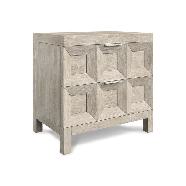 Bernhardt Bernhardt Prado Nightstand Tawny Wire-Brushed Oak Veneer, Coffered Resin Fronts, Usb Charging 324233A