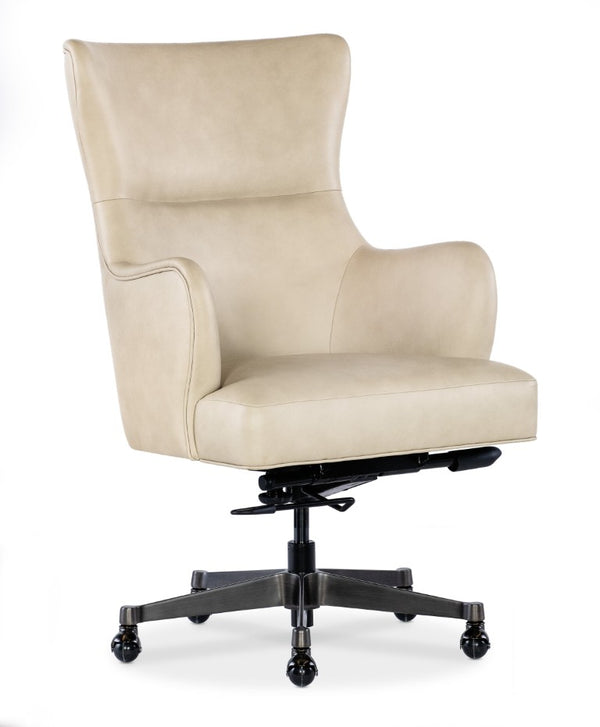 Hooker Furniture Lazzaro Executive Tilt Swivel Chair - Aline Stonewash Leather, Wingback Comfort, Gunmetal Base, 360° Mobility EC209-005