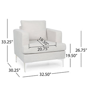English Elm Christopher Knight Home® - CLUB Chair Beige Fabric Upholstered Accent Seat with Silver Iron Legs, Cozy Modern Comfort 32"W 71569.00