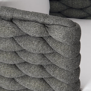 Bernhardt Bernhardt Santa Cruz Outdoor Arm Chair — Cadet Grey All‑Weather Knit, Quick‑Dry Cushions, Stainless Base - Made to Order X02549Q