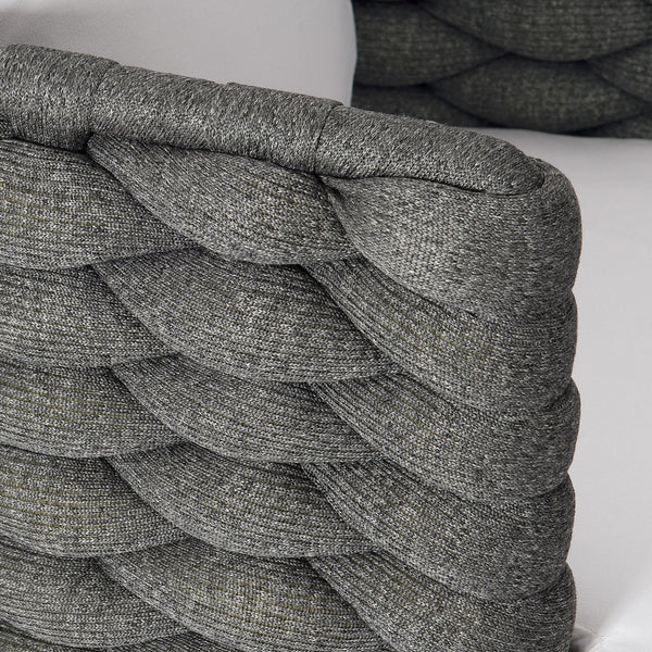 Bernhardt Bernhardt Santa Cruz Outdoor Arm Chair — Cadet Grey All‑Weather Knit, Quick‑Dry Cushions, Stainless Base - Made to Order X02549Q