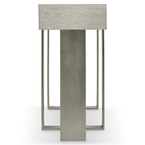 Bernhardt Bernhardt Tempo Console Table In Wire-Brushed Oak With Sandblasted Satin Nickel Bands, 68"W Slim Profile 346916