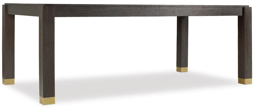 Hooker Furniture Curata Midnight White Oak Extendable Dining Table With Brushed-Brass Feet, 122" Max Seating 10 1600-75200A-DKW