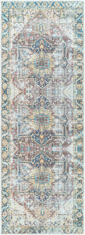 Livabliss Kemer Traditional Flatweave Polyester Runner Rug for Hallways and Entryways Navy, Tan 2'7" x 7'3" KMR2300-2773