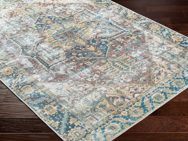 Livabliss Kemer Traditional Flatweave Polyester Runner Rug for Hallways and Entryways Navy, Tan 2'7" x 7'3" KMR2300-2773