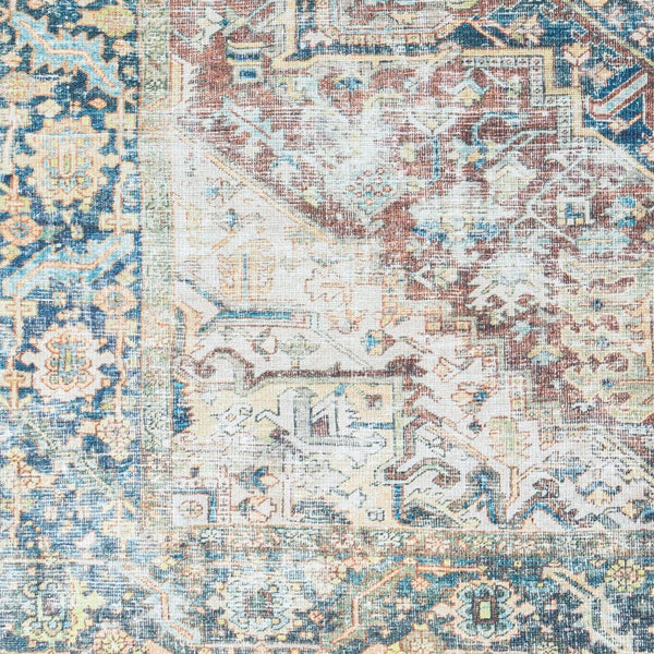 Livabliss Kemer Traditional Flatweave Polyester Runner Rug for Hallways and Entryways Navy, Tan 2'7" x 7'3" KMR2300-2773