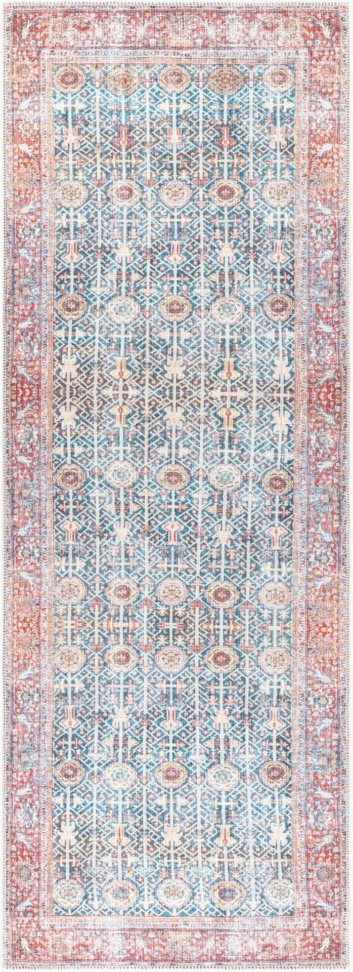 Livabliss Kemer Turkish Flatweave Runner Rug Polyester Hallway Entryway Traditional Pattern Blue, Pale Blue 2'7" x 7'3" KMR2301-2773