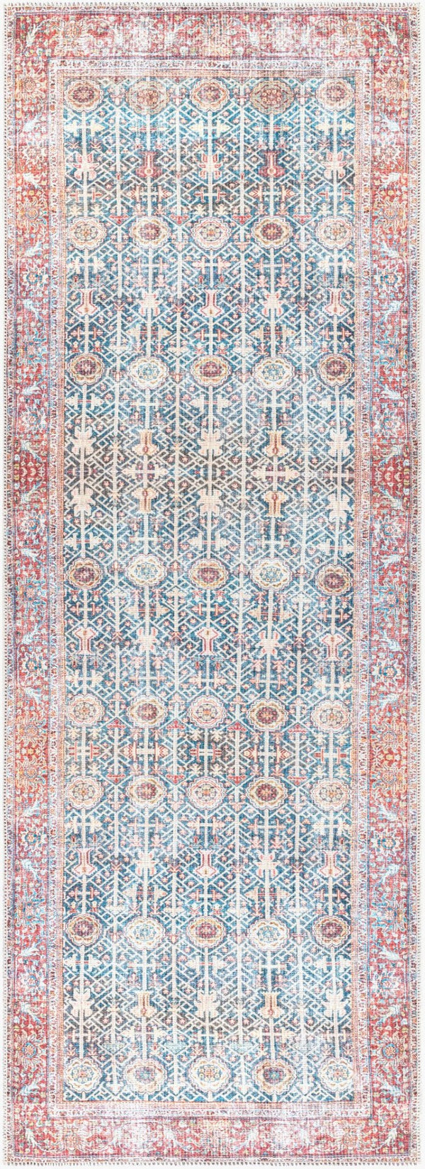 Livabliss Kemer Turkish Flatweave Runner Rug Polyester Hallway Entryway Traditional Pattern Blue, Pale Blue 2'7" x 7'3" KMR2301-2773