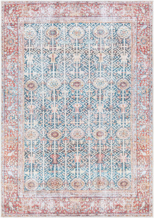 Livabliss Kemer Turkish Flatweave Runner Rug Polyester Hallway Entryway Traditional Pattern Blue, Pale Blue 6'7" x 9' KMR2301-679