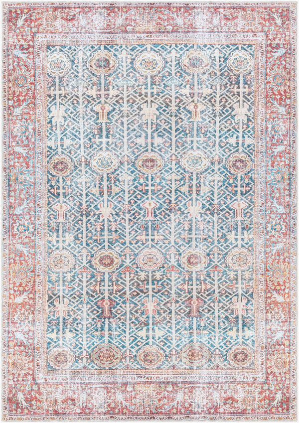 Livabliss Kemer Turkish Flatweave Runner Rug Polyester Hallway Entryway Traditional Pattern Blue, Pale Blue 6'7" x 9' KMR2301-679