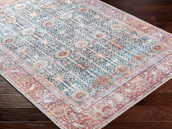 Livabliss Kemer Turkish Flatweave Runner Rug Polyester Hallway Entryway Traditional Pattern Blue, Pale Blue 6'7" x 9' KMR2301-679