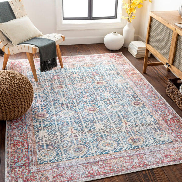 Livabliss Kemer Turkish Flatweave Runner Rug Polyester Hallway Entryway Traditional Pattern Blue, Pale Blue 6'7" x 9' KMR2301-679