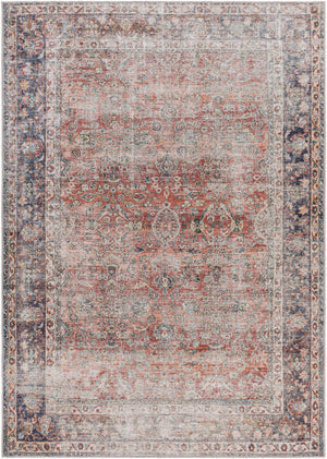 Livabliss Kemer Traditional Pattern Machine Woven Polyester Rug for Living and Dining Rooms Red, Dark Blue 5'3" x 7' KMR2302-537