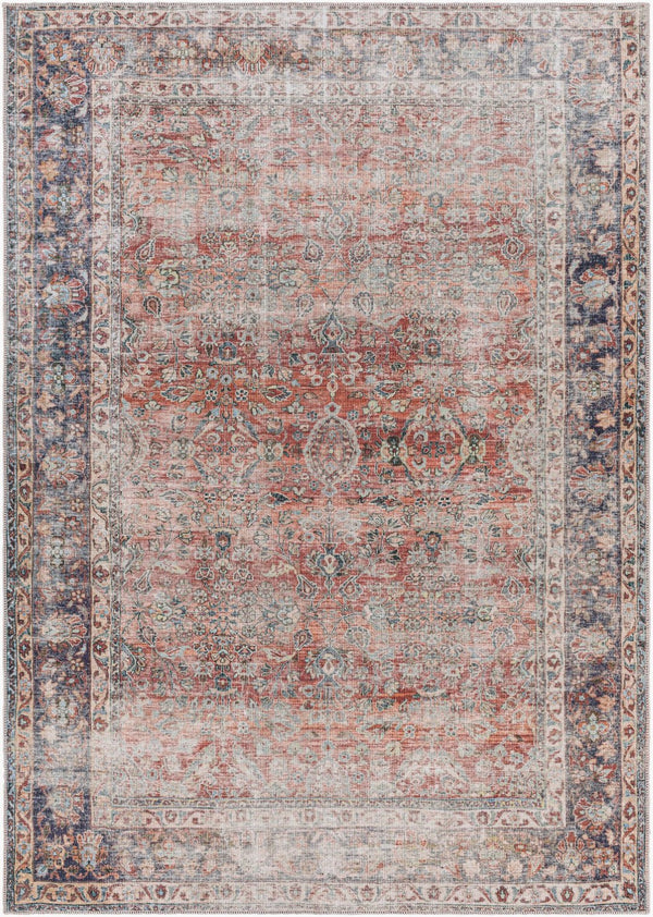 Livabliss Kemer Traditional Pattern Machine Woven Polyester Rug for Living and Dining Rooms Red, Dark Blue 5'3" x 7' KMR2302-537