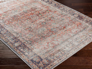Livabliss Kemer Traditional Pattern Machine Woven Polyester Rug for Living and Dining Rooms Red, Dark Blue 5'3" x 7' KMR2302-537