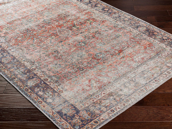 Livabliss Kemer Traditional Pattern Machine Woven Polyester Rug for Living and Dining Rooms Red, Dark Blue 5'3" x 7' KMR2302-537