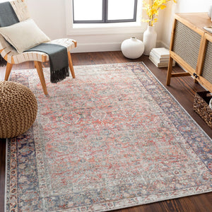 Livabliss Kemer Traditional Pattern Machine Woven Polyester Rug for Living and Dining Rooms Red, Dark Blue 5'3" x 7' KMR2302-537