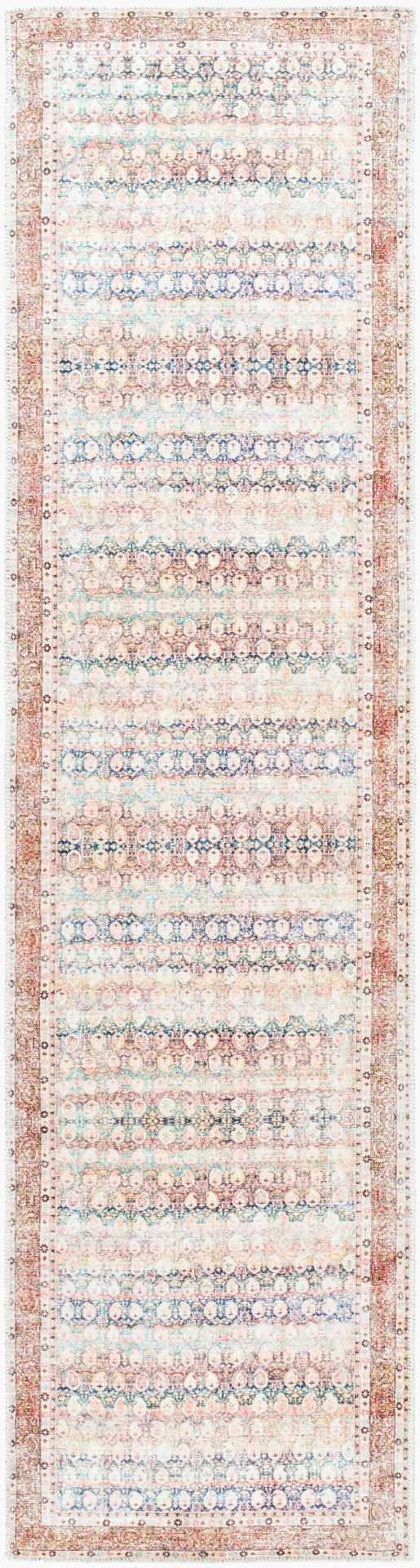 Livabliss Kemer Flatweave Polyester Runner Rug Traditional Motifs for Hallway or Entryway Bright Blue, Da 2'7" x 10' KMR2304-2710