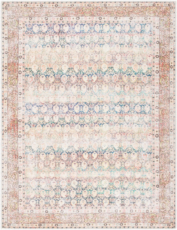 Livabliss Kemer Flatweave Polyester Runner Rug Traditional Motifs for Hallway or Entryway Bright Blue, Da 6'7" x 9' KMR2304-679