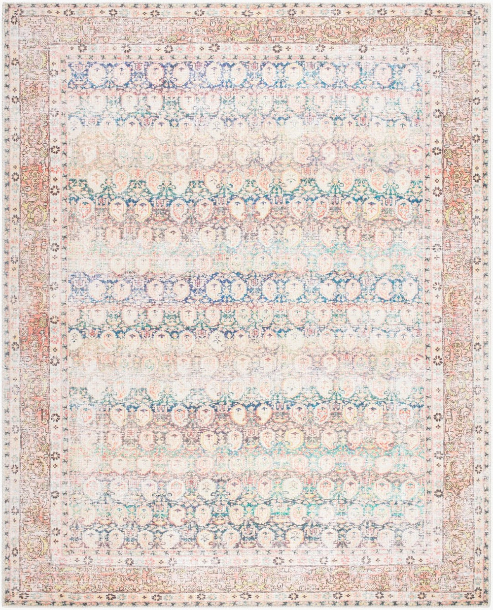 Livabliss Kemer Flatweave Polyester Runner Rug Traditional Motifs for Hallway or Entryway Bright Blue, Da 7'7" x 9'6" KMR2304-7696