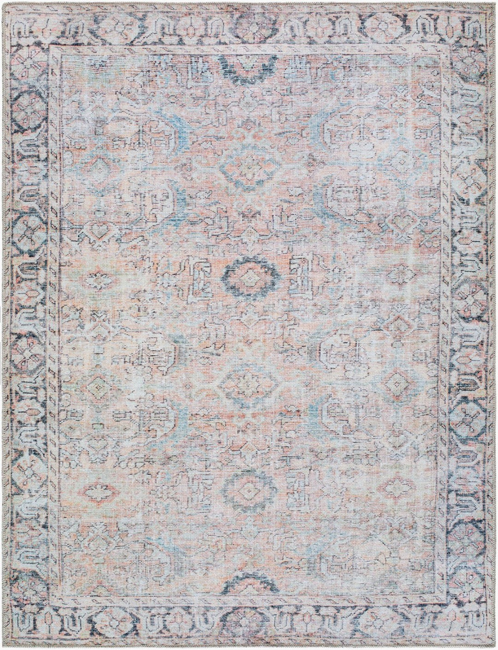 Livabliss Kemer Turkish Flatweave Polyester Runner Rug for Hallways and High Traffic Entryways Tan, Charcoal 6'7" x 9' KMR2312-679