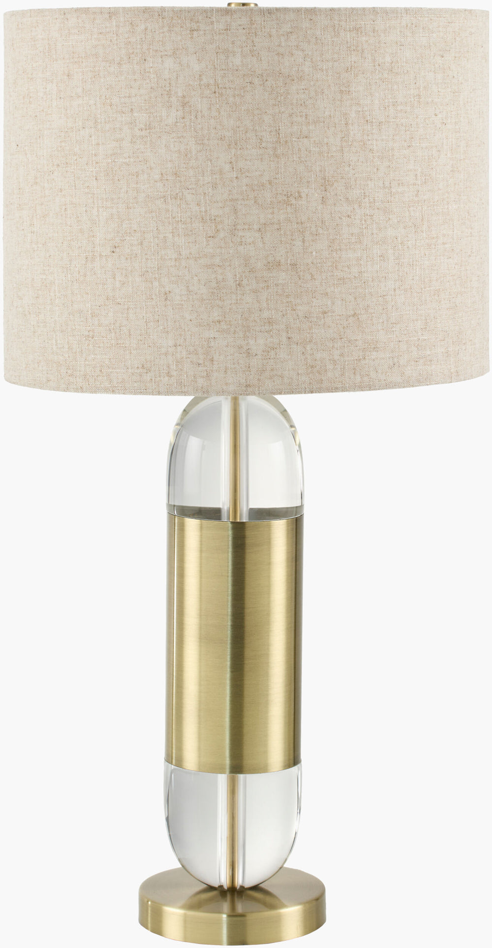 Surya Kamas Crystal & Iron 29" Elegant Accent Table Lamp With Linen Shade For Sophisticated Home Decor Body, Clear Crystal,Iron,Iron,Linen,Polyester,Iron Kms-001