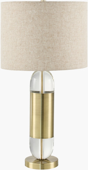 Surya Kamas Crystal & Iron 29" Elegant Accent Table Lamp With Linen Shade For Sophisticated Home Decor Body, Clear Crystal,Iron,Iron,Linen,Polyester,Iron Kms-001