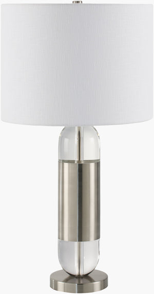 Surya Kamas Crystal & Iron 29" Elegant Accent Table Lamp With Linen Shade For Sophisticated Home Decor Body, Clear Crystal,Iron,Iron,Linen,Polyester,Iron Kms-002