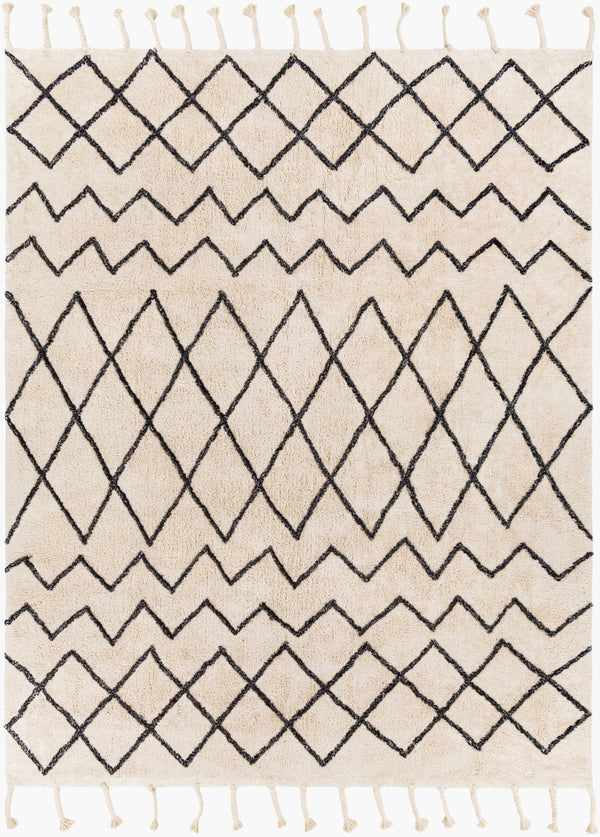 Surya Khemisset 2'6" X 4' Hand Loomed Cotton Rug - Global Inspired Design For Elegant Home Décor Charm! Black Cotton Kms2301-264