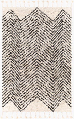 Surya Khemisset 2'6" X 4' Hand Loomed Cotton Rug - Global Inspired Design For Elegant Home Décor Charm! Charcoal Cotton Kms2302-576