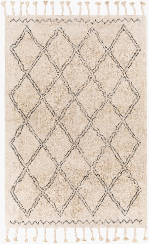 Surya Khemisset 2'6" X 4' Hand Loomed Cotton Rug - Global Inspired Design For Elegant Home Décor Charm! Charcoal Cotton Kms2305-264