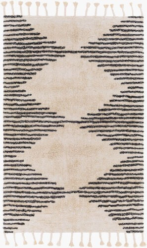 Surya Khemisset 2'6" X 4' Hand Loomed Cotton Rug - Global Inspired Design For Elegant Home Décor Charm! Black Cotton Kms2310-576