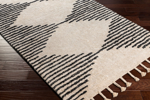 Surya Khemisset 2'6" X 4' Hand Loomed Cotton Rug - Global Inspired Design For Elegant Home Décor Charm! Black Cotton Kms2310-576