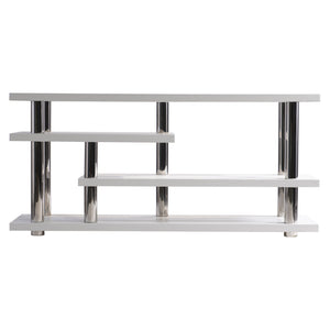 Bernhardt Bernhardt Yuma Console Table With Azucar Wood Shelves & Polished Stainless Posts, 69"W X 32"H Elegance 316912