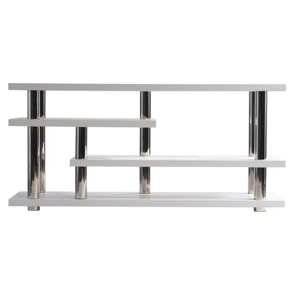 Bernhardt Bernhardt Yuma Console Table With Azucar Wood Shelves & Polished Stainless Posts, 69"W X 32"H Elegance 316912