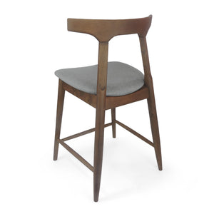 English Elm Counter Stools Set of Two Mid-century Rubberwood Frame Upholstered Kitchen Island Seating 72661.00LGRY