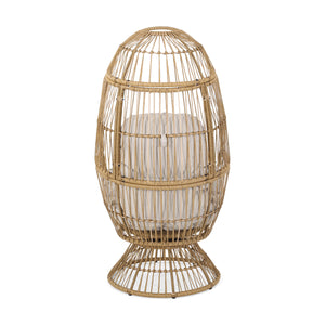 English Elm Christopher Knight Home® - RESEDA Swivel Egg Chair with Faux Rattan Basket, Water-Resistant Cushion, Handcrafted Comfort Natural 67931.00LBGE
