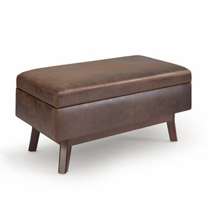 English Elm Owen - Versatile Mid-Century Storage Ottoman In Distressed Chestnut Brown For Stylish Living Spaces B136P159196-GIGA