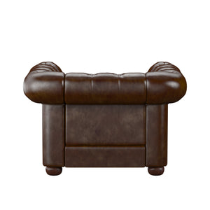 Homelegance By Top-Line Pietro Tufted Scroll Arm Chesterfield Chair Brown Bonded leather