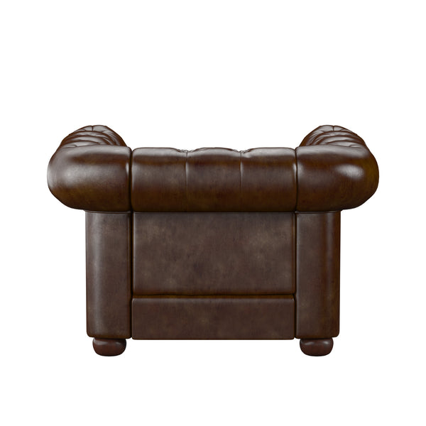 Homelegance By Top-Line Pietro Tufted Scroll Arm Chesterfield Chair Brown Bonded leather